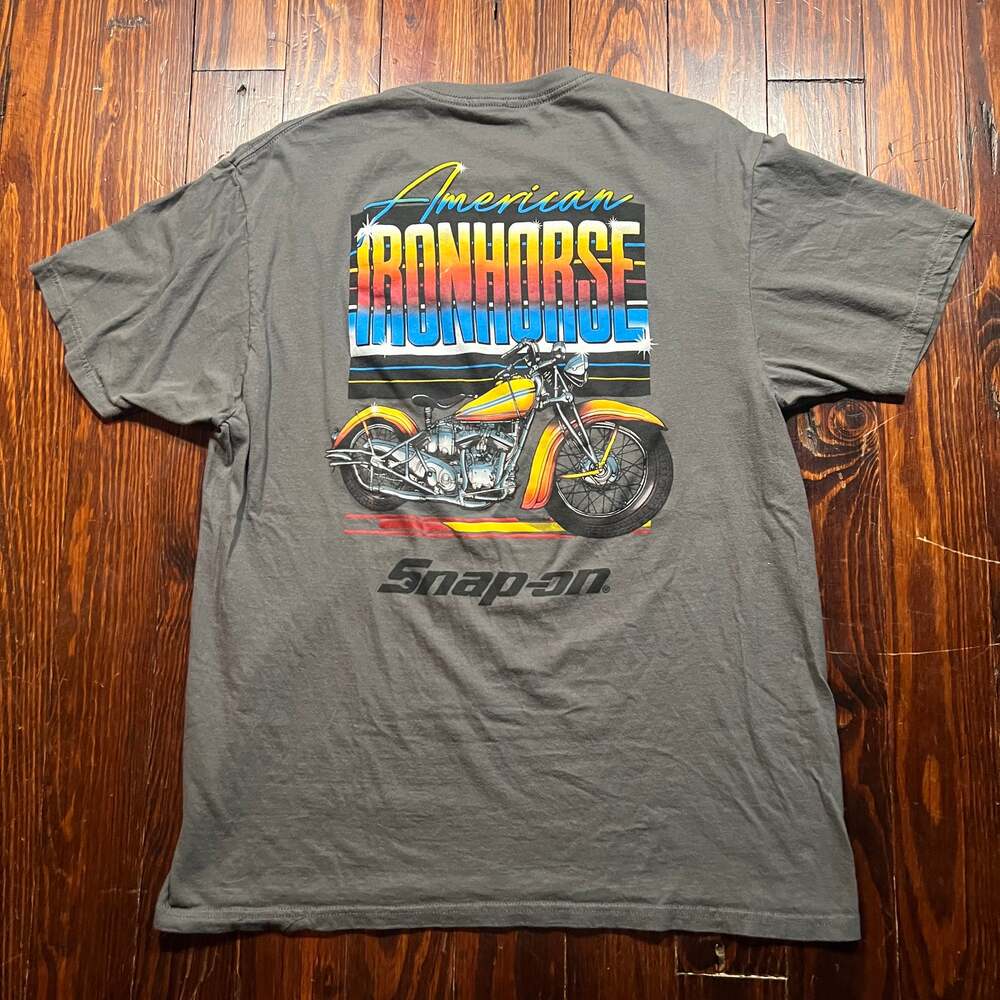 Snap-on X-LARGE Retro Graphic Motorcycle T-Shirt Gray Regular